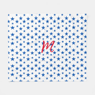Couverture Polaire Motif Étoile Personnalisable Bleu Et Blanc