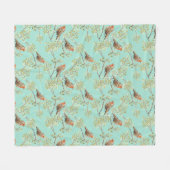 Couverture Polaire Motif européen vintage peint Robin Bird (Devant (Horizontal))