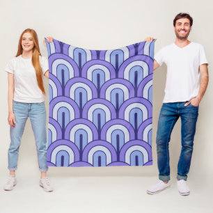 Couverture Polaire Motif éventail géométrique rétro dégradé