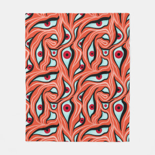 Couverture Polaire Motif Evil Eyes - Abstrait Red Eyes sur Orange
