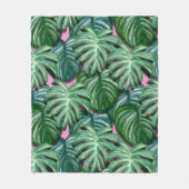 Couverture Polaire Motif exotique Feuille tropical vert (Devant)