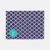 Couverture Polaire Motif fait sur commande de Quatrefoil de turquoise (Devant (Horizontal))