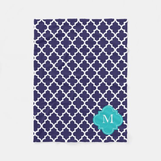 Couverture Polaire Motif fait sur commande de Quatrefoil de turquoise (Devant)
