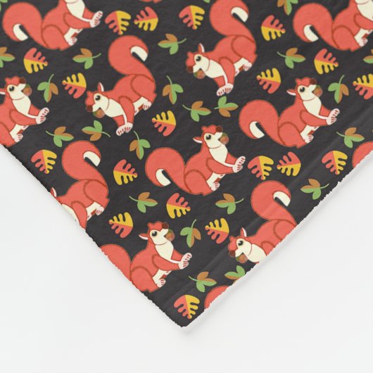 Couverture Polaire Motif fait sur commande d'écureuil et de feuille (Coin)