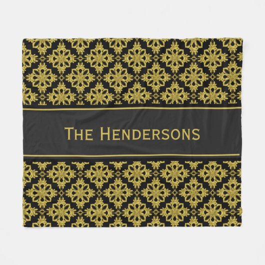 Couverture Polaire Motif fait sur commande d'or de noir et de Faux (Devant (Horizontal))