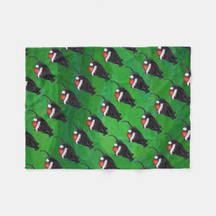 Couverture Polaire Motif Festif de chat noir sur vert