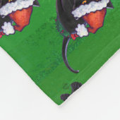 Couverture Polaire Motif Festif de chat noir sur vert (Coin)