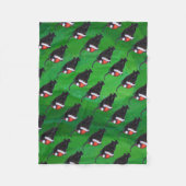 Couverture Polaire Motif Festif de chat noir sur vert (Devant)