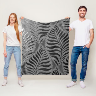 Couverture Polaire Motif Feuille argent