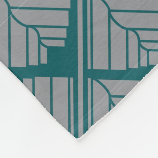 Couverture Polaire Motif feuille carré Turquoise neutre (Coin)