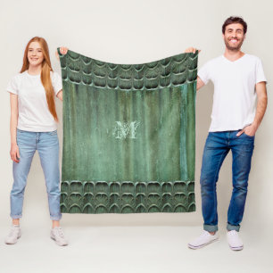 Couverture Polaire Motif feuille de bronze verdigris