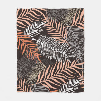 Couverture Polaire Motif feuille de doodle dessiné à la main