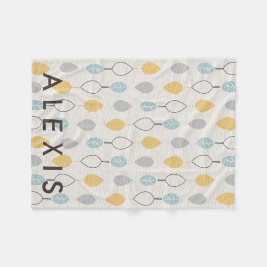 Couverture Polaire Motif Feuille en jeu avec nom (Devant (Horizontal))