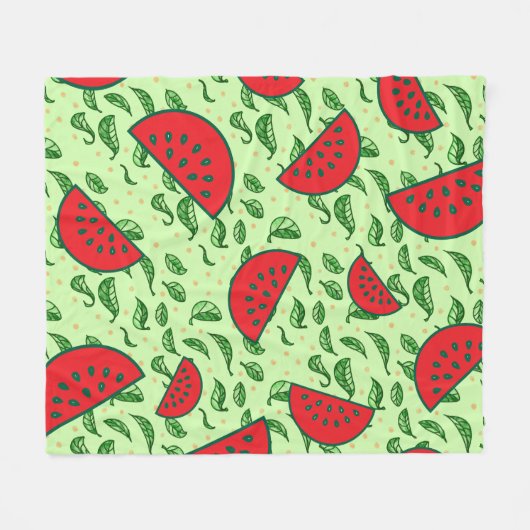 Couverture Polaire Motif feuille et pastèques (Devant (Horizontal))