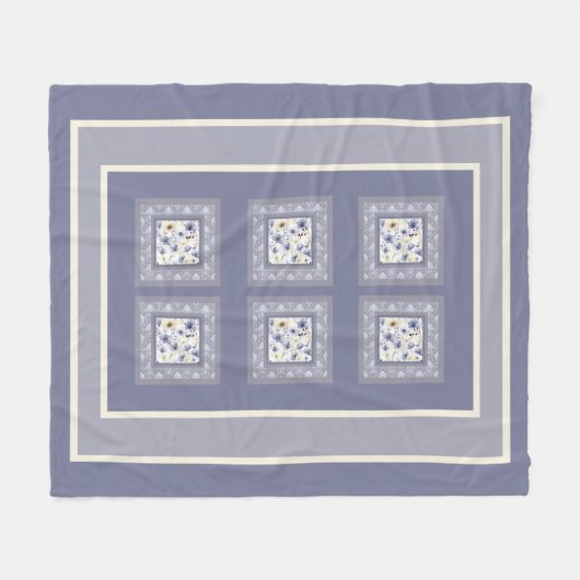 Couverture Polaire Motif feuille gris et blanc doux (Devant (Horizontal))