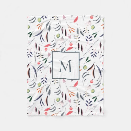 Couverture Polaire Motif Feuille monogramme (Devant)