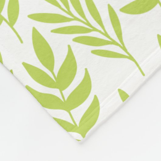 Couverture Polaire Motif Feuille vert et monogramme rose (Coin)