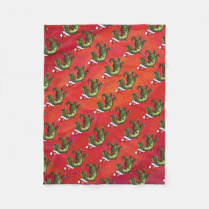 Couverture Polaire Motif Fextive TRex Dino sur rouge