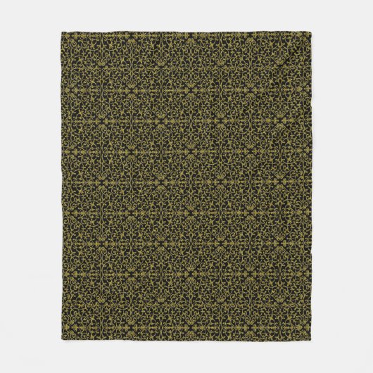 Couverture Polaire Motif filigrané élégant noir et or (Devant)
