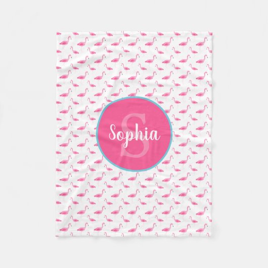 Couverture Polaire Motif Flamingo Aquarelle Monogramme personnalisé (Devant)