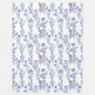 Couverture Polaire motif fleur bleue