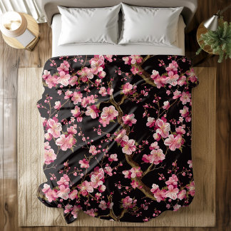 Couverture Polaire Motif Fleur de Cerisier Sakura