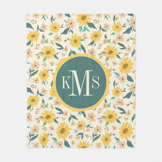 Couverture Polaire Motif Fleur de marguerite jaune (Devant)