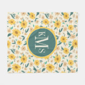 Couverture Polaire Motif Fleur de marguerite jaune (Devant (Horizontal))