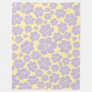 Couverture Polaire Motif Fleur - Pastel Jaune et Violet