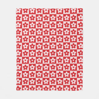 Couverture Polaire Motif Fleur Rouge Et Rose À damiers