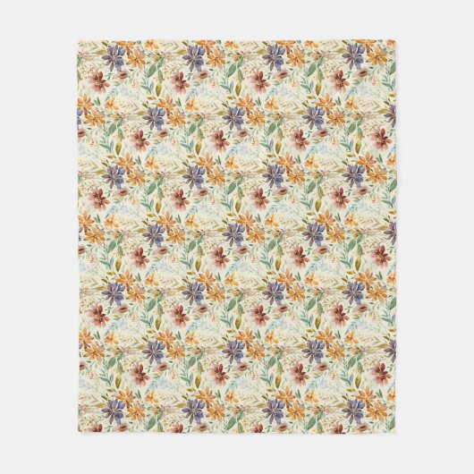 Couverture Polaire Motif fleur sauvage d'automne (Devant)