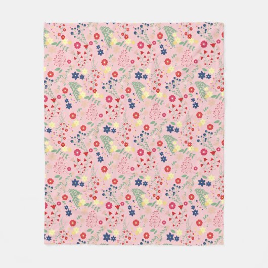 Couverture Polaire Motif Fleur sauvage de jardin rose simple (Devant)