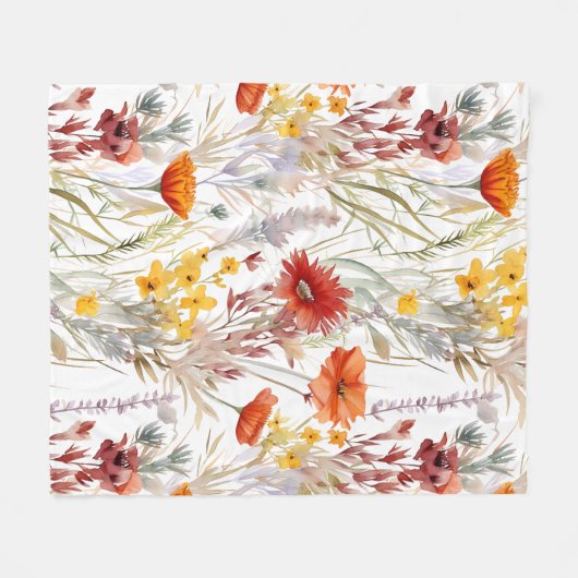 Couverture Polaire Motif Fleur sauvage du désert de l'aquarelle vive (Devant (Horizontal))