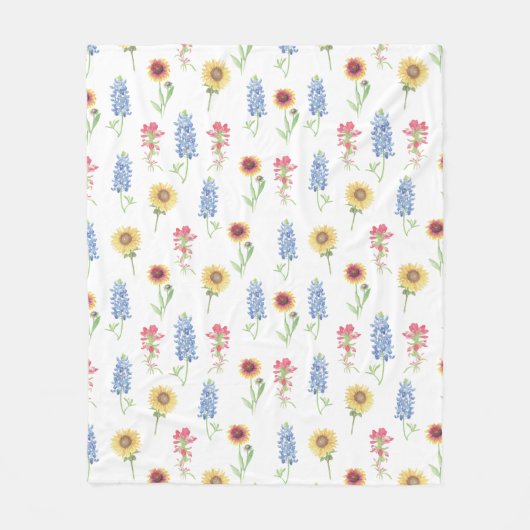 Couverture Polaire Motif Fleur sauvage du Texas (Devant)