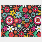 Couverture Polaire Motif fleur sauvage rétro (Devant (Horizontal))
