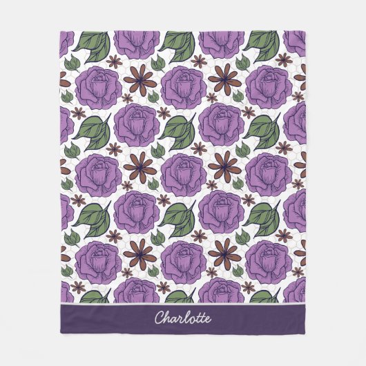 Couverture Polaire Motif fleuri fleuri sans couture personnalisée (Devant)