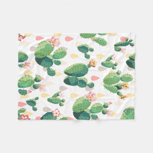 Couverture Polaire Motif fleurissant de cactus d'aquarelle douce (Devant (Horizontal))