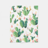 Couverture Polaire Motif fleurissant de cactus d'aquarelle douce (Devant)