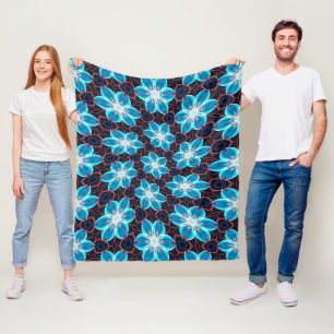 Couverture Polaire Motif Fleurs bleues Abstraites