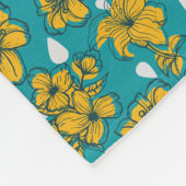 Couverture Polaire Motif Fleurs Turquoises jaunes (Coin)
