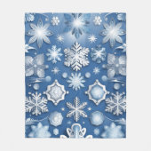 Couverture Polaire Motif Flocon de Neige Bleu Glace (Devant)