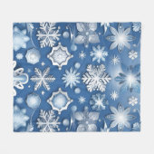 Couverture Polaire Motif Flocon de Neige Bleu Glace (Devant (Horizontal))