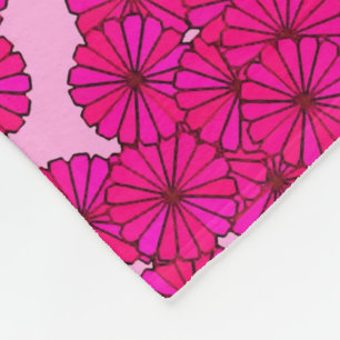 Couverture Polaire Motif floral Art déco - magenta sur rose