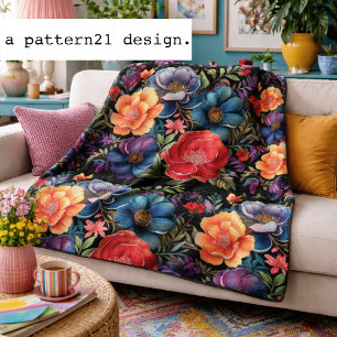 Couverture Polaire motif floral audacieux