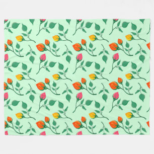 Couverture Polaire Motif floral avec fleurs roses colorées