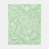 Couverture Polaire Motif Floral Blanc Et Vert Paisley (Devant)