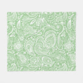 Couverture Polaire Motif Floral Blanc Et Vert Paisley (Devant (Horizontal))