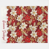 Couverture Polaire Motif floral blanc rouge Noël #17 ID1009 (Devant (Horizontal))