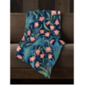 Couverture Polaire Motif floral bleu vert rose William Morris