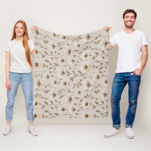 Couverture Polaire Motif floral bohème terre ton daisy bronzé